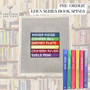 PRE-ORDER | Eden Series Book Spines Hand-Painted Needlepoint Canvas |  Canvas only!! Book Needlepoint, 18 mesh needlepoint canvas
