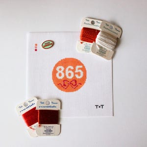 865 with Bow Ornament Hand-Painted Needlepoint Canvas | Made to Order | CANVAS ONLY!!!!