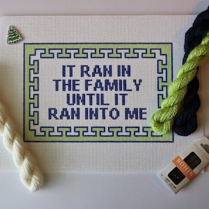 Ran in the Family Pillow | Hand-Painted Needlepoint Canvas | CANVAS ONLY!!!! Needlepoint Pillow Canvas, needlepoint pillow insert