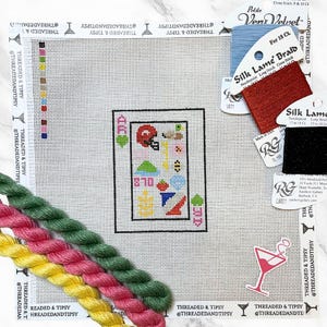 Pre-order | AR-speelkaart, handgeschilderd borduurdoek |  Alleen canvas!! Arkansas Needlepoint, 18 mesh borduurcanvas