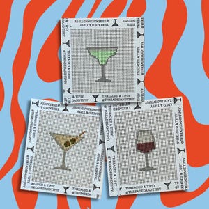 Drink Mini Trio, 3 Canvases Included, Hand-Painted Needlepoint Canvas | Made to Order | CANVAS ONLY!!!!