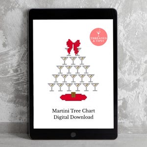 Digitaal borduurpatroon – Martinikerstboompatroon | Feestcocktaildecoratie | DIY-ornament | PDF-download om te naaien