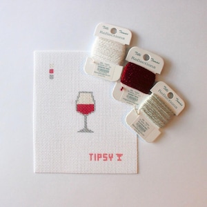 Mini Merlot Hand-Painted Needlepoint Canvas | Made to Order | CANVAS ONLY!!!!