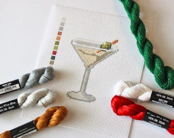 Pre-venta: Dirty Martini, Lienzo para bordar, Bordado pintado a mano, Bordado de moda