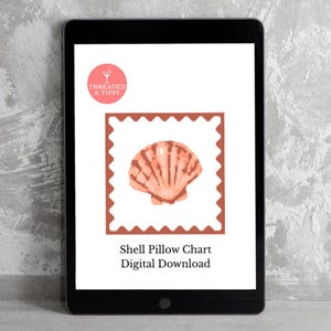 Digital Needlepoint Chart – Shell Pillow Pattern | Coastal Needlepoint Design | Beach House Decor | PDF Download for Stitching