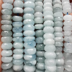 Echte Aquamarine beryl Kralen Faceted rondelle wiel Heishi spacer kralen 16inch voor armband-ketting -oorbellen steen