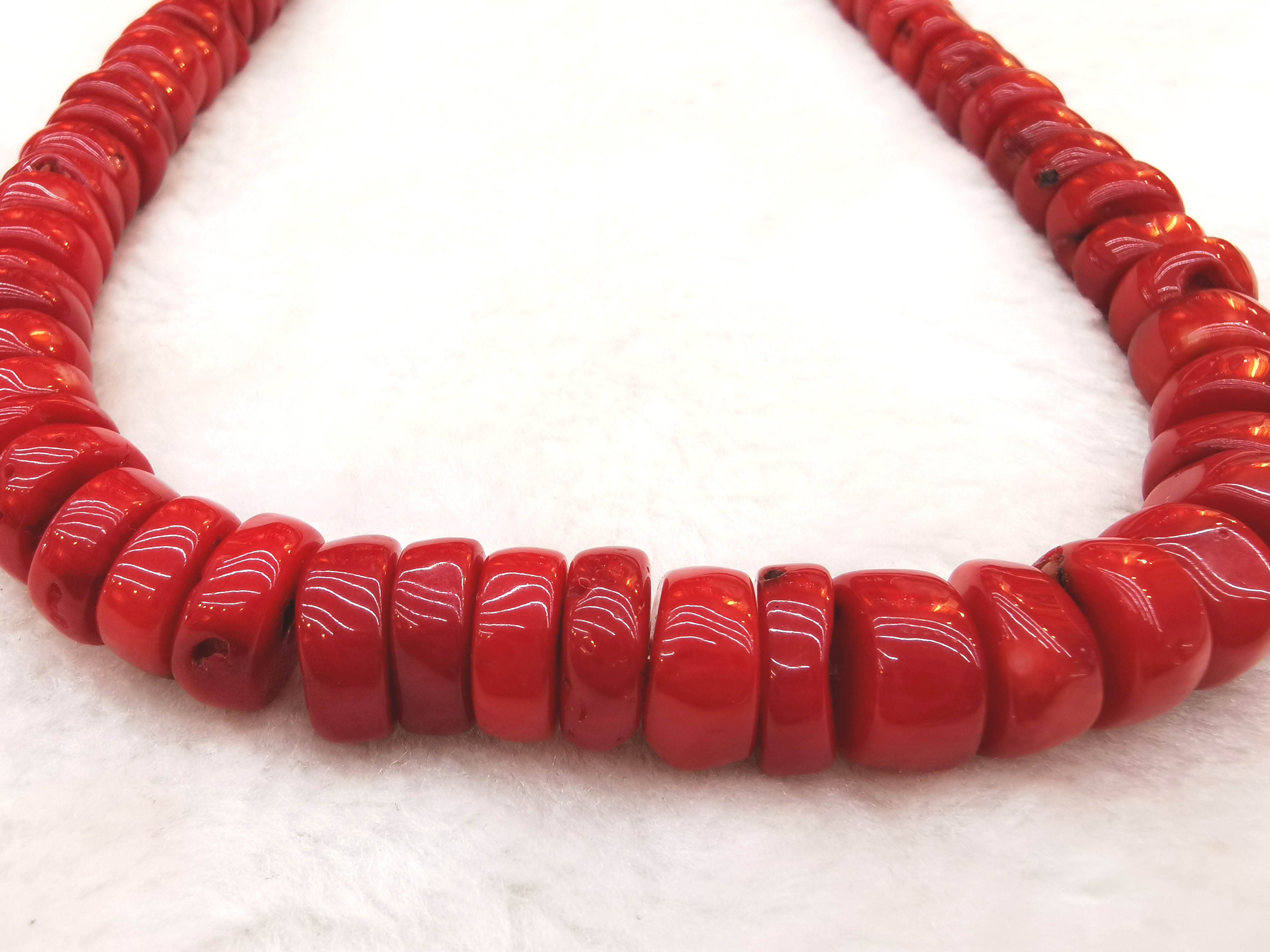 Collar De Cuentas De Vdro Rojo, Collar De Cuentas De Oro Rojo, Collar