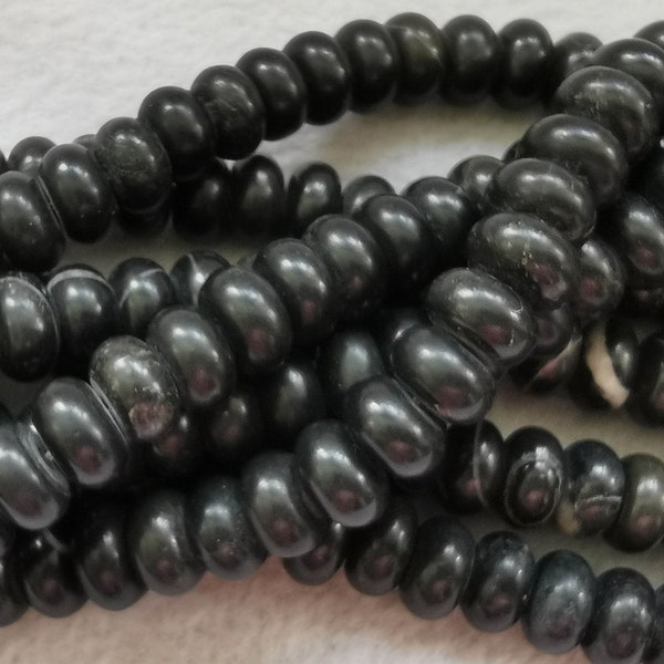 Rare Antique Natural Black Jade Bijoux en gros rondelle ronde abacuse 6mm x10mm 16inch pour shungite bracelet-collier-boucles d’oreilles