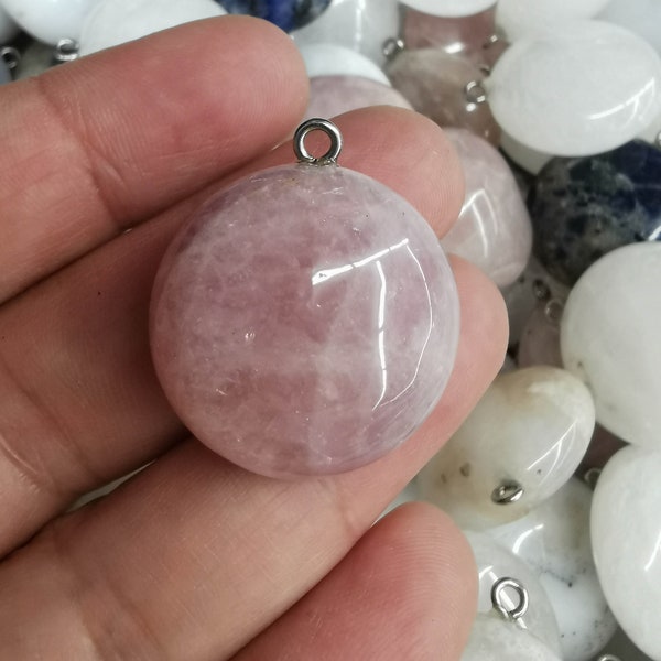 Drilled-- 20mm Genuine rock quartz -tiger eye stone -rose quartz Pendant Natural  roundel coin disc  Focal Bead