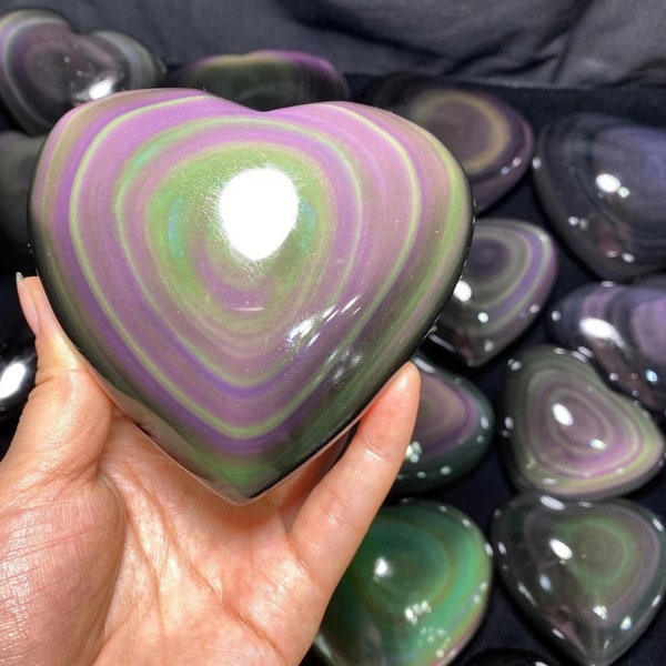 Rainbow Obsidian-golden Obsidian Heart/ Obsidian Crystal Heart/ Gemstone Heart/ Healing Stones - 1900 - Puffy cabochon