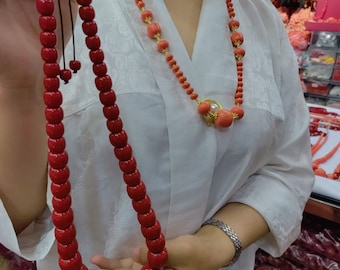 VIP【送料関税込】MONIES CORALS NECKLACE Luxurious Red Coral Pendant Necklace - 14k White Gold