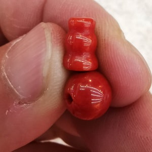 6sets Natural Red Coral Guru BeadsOcean Coral Mala Making ,3 hole Bead for connector spacer beads necklace pendant image 1