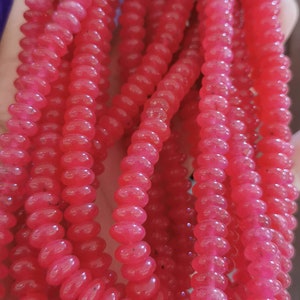 17inch Rare Ruby  Jade gemstone rondelle abacuse heishi 8x5mm smooth necklace clasp Chinese gift