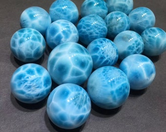 16mm to 30mm Genuine Larimar Cabs Round Dolphin color stone, AAA quality blue pectolite,Round Ball sphere  loose larimar pendant gemstones