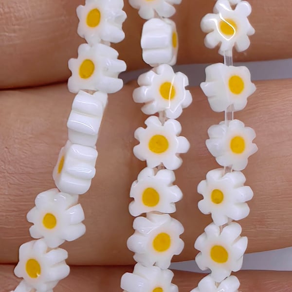 15.5" Flower, Sunflower, Daisy,  Gold Chrysanthemum Glass Crystal Charms   Bead for Jewelry Making DIY Bracelet 6mm 8mm 10mm 12mm