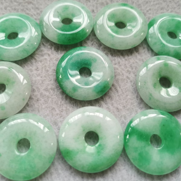 AAA -25mm (1") Emeral green jade gemstone Donut circle roundel round circle jewelry for pendant earrings 1pcs