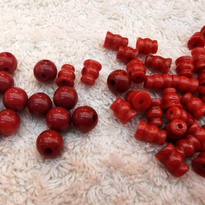 6sets Natural Red Coral Guru BeadsOcean Coral Mala Making ,3 hole Bead for connector spacer beads necklace pendant image 2