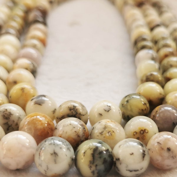 16inch --Natural African Dendritic Opal Beads 4mm 6mm 8mm 10mm 12mmRound Beads Neutral Beige Creamy Taupe Sand Brown Color Opal Gemstone