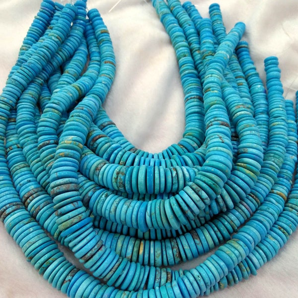 18inch Turquoise stone Heishi Wheel  Spacer Beads blue stone different size 10-18mm disc necklace beads