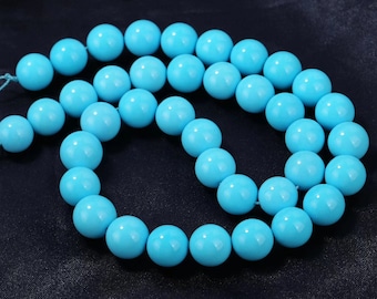18inch Sleeping Beauty Turquoise necklace with clasp  6mm 8mm 10mm Round ball disco spacer beads TURQUOISE  Loose Smooth polished gemstone