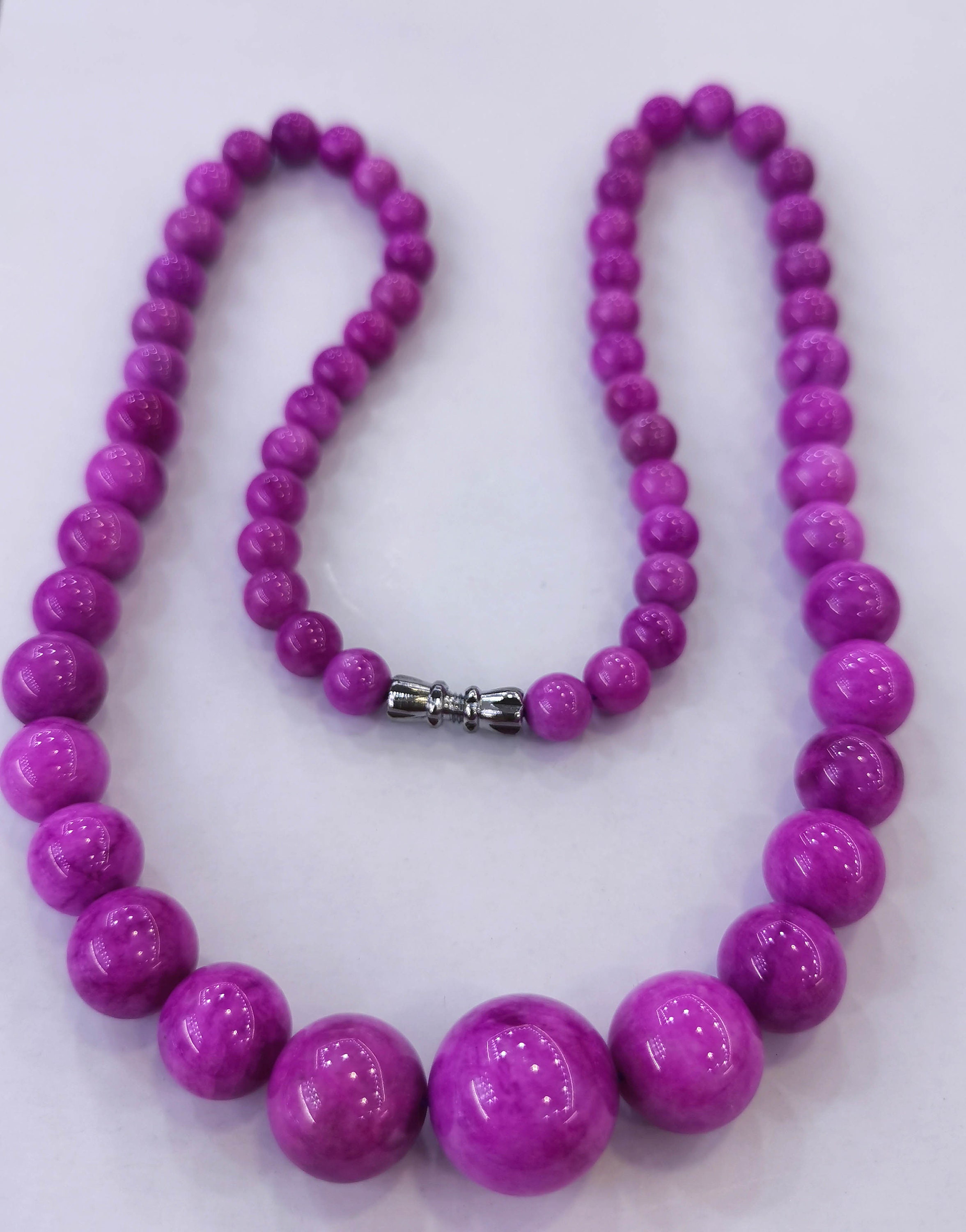 18inch Round Jade Bead Natural Gemstone Necklace With Stearing Etsy