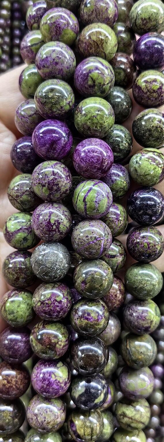 16inch Genuine Stichtite Serpentine 4-12mm Round Stones *RARE FIND* Purple  Stichtite, Stichtite Stichtite ,Atlantisite Stichtite