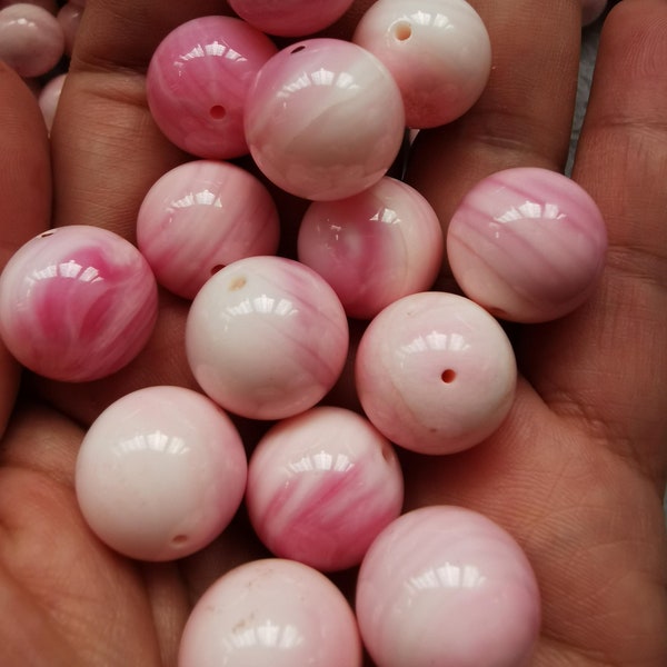 Drilled--20mm to 6mm genuine pink conch jewelry round ball red shell beads for bracelet-necklace DIY 10pcs AA grade