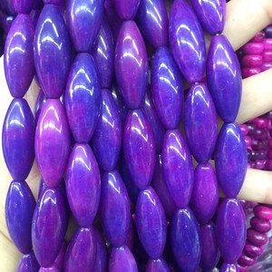 Sugilite Purple stone -Emeral green  jade jewelry barrel drum  rice loose beads  full strand 16inch 8-40mm