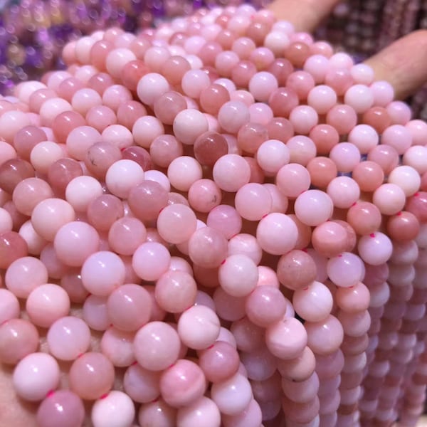 16" strand   Natural Pink Peruvian Opal Semi-precious Gemstone Round Beads - 4mm, 6mm, 8mm, 10mm