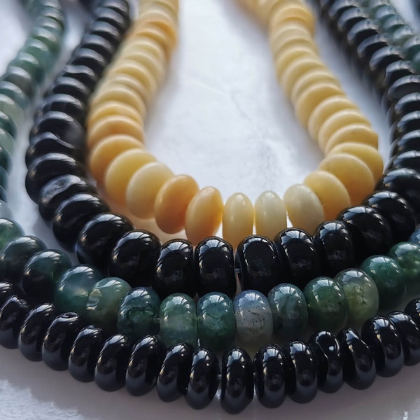 16inch Yellow  Jade- Indian Agate -Black onyx  Rondelle Natural Undyed Gemstone Beads  wheel rondelle abacuse Round bead