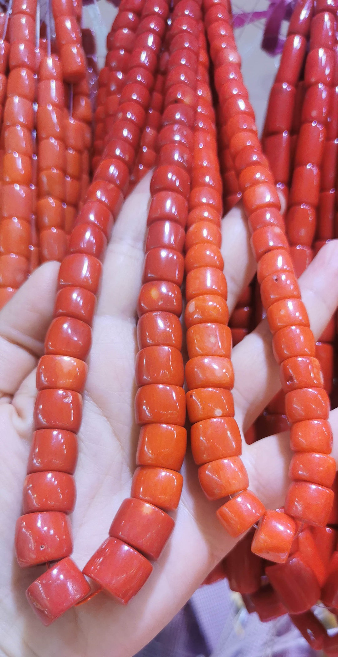 Long 20 Inch Coral Beaded Jewelry Red Corals Gift for Necklace ...