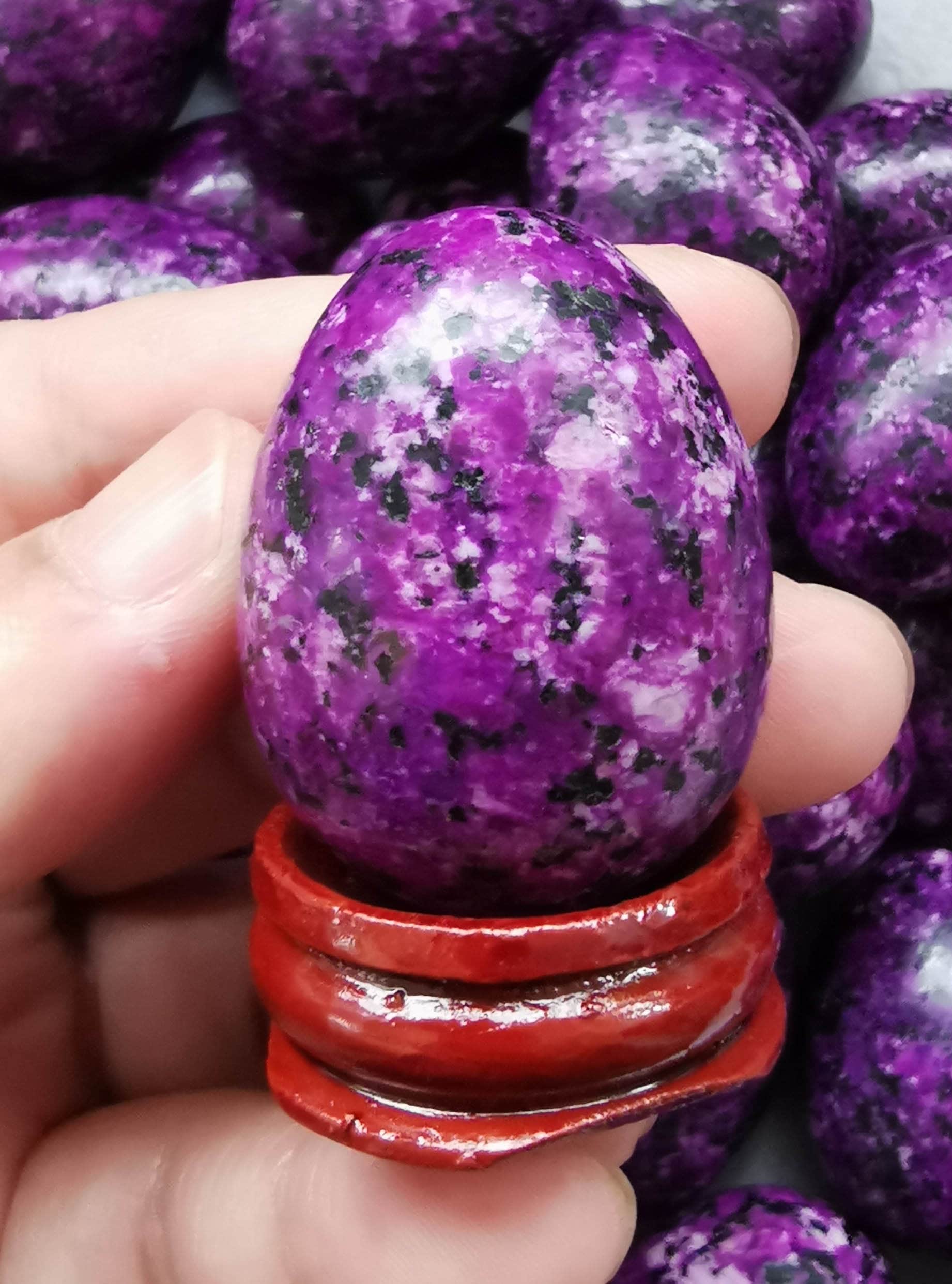 希少なチェリーフクシアレッドパープルスギライトエッグ 40 x 30 mm