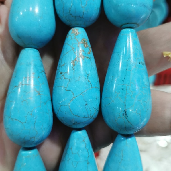 Large  turquoise beads drop pear teardrop   loose beads 8x12mm to 40X20mm 16inch For earrings-necklace-bracelet charm bead