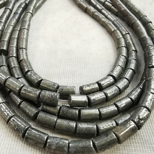 16" strand -Genuine Palazzo Iron Pyrite Gemstone Round Tube Cylinder bar Loose Beads For necklace-earrings-bracelet