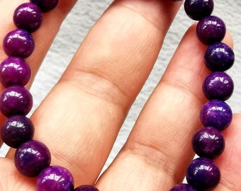 Charming African Intense Jelly PURPLE SUGILITE Round Stretch Bracelet / Crystal Healing - 6mm 8mm 10mm 12mm 14mm gift