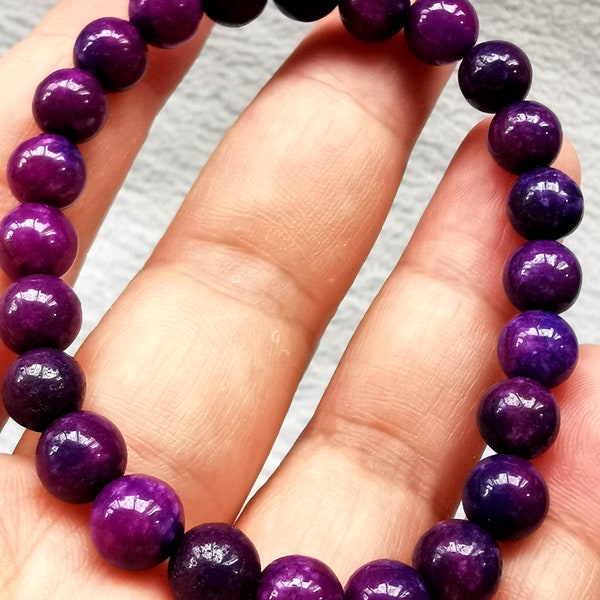 Charming African Intense Jelly PURPLE SUGILITE Round Stretch Bracelet / Crystal Healing - 6mm 8mm 10mm 12mm 14mm gift