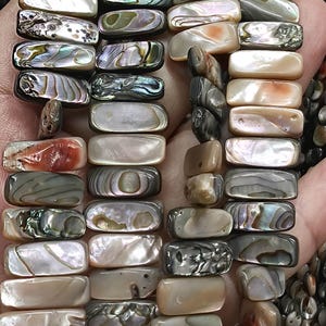 16mm Abalone Shell Freeform Rectangle Polished Paua Rainbow