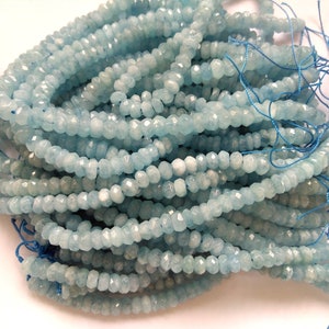 Echte Aquamarine beryl Kralen Gefacetteerde rondelle wiel kralen 16inch 3-12mm voor armband-ketting -oorbellen steen