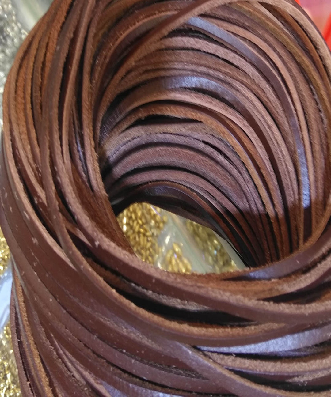 100yards 4mm Flat Crazyhorse Oil Leather Cord,soft Leather, Leather,soft Leather,brown Necklace