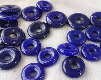 2pcs Natural Lapis Lazuli Donut Stone, Dyed, Blue , Polished Stone, Natural Gemstone Donut Component, Semi Precious Mineral Stone 20-30mm