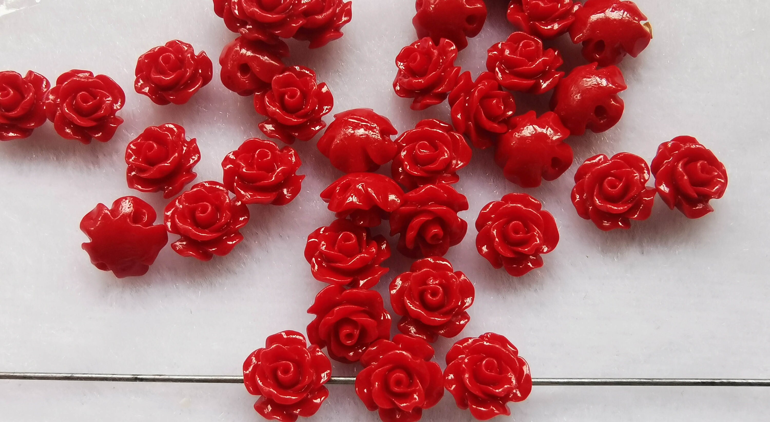 50 Perles Roses Résine à Dos Plat Pour Création DIY Bijoux