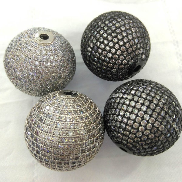 25mm to 6mm Round ball CZ micro pave Magnetic Jewelry loose beads for earrings pendant  DIY 2pcs