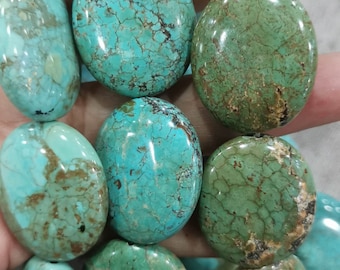 Large Bronze Green  Blue Turquoise  Gemston Oval Egg 10-35mm Beads Loose Gemstone Beads 16inch