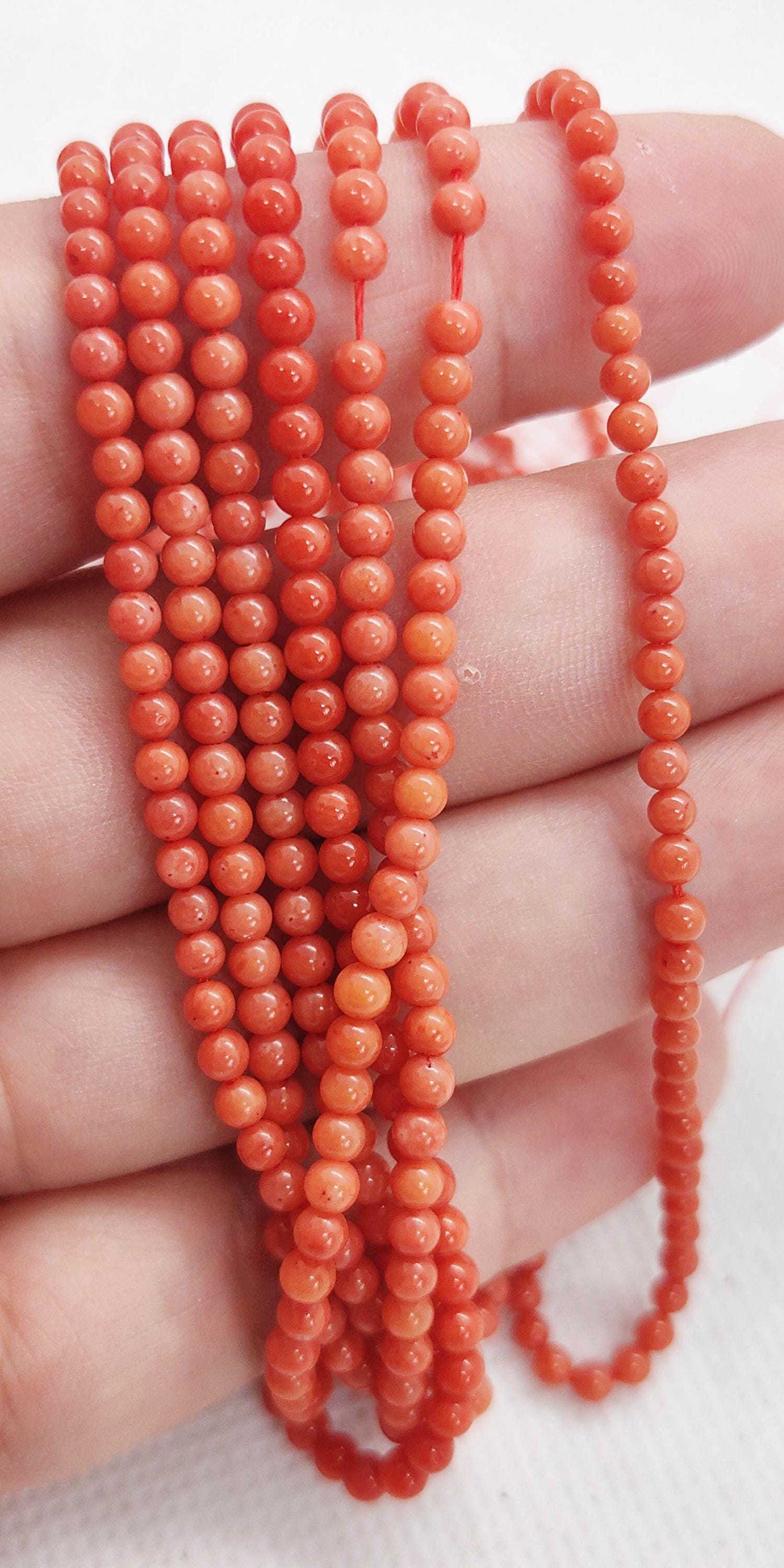 16inch Pink Coral Jewelry Round Ball Orange Loose Bead 2-8mm Red