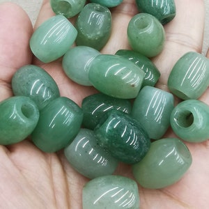 large Hole--20pcs Genuine Tiger Eye -Green Aventurine-India Agate Drum Barrel Rice beads Natural Stone  13-18mm
