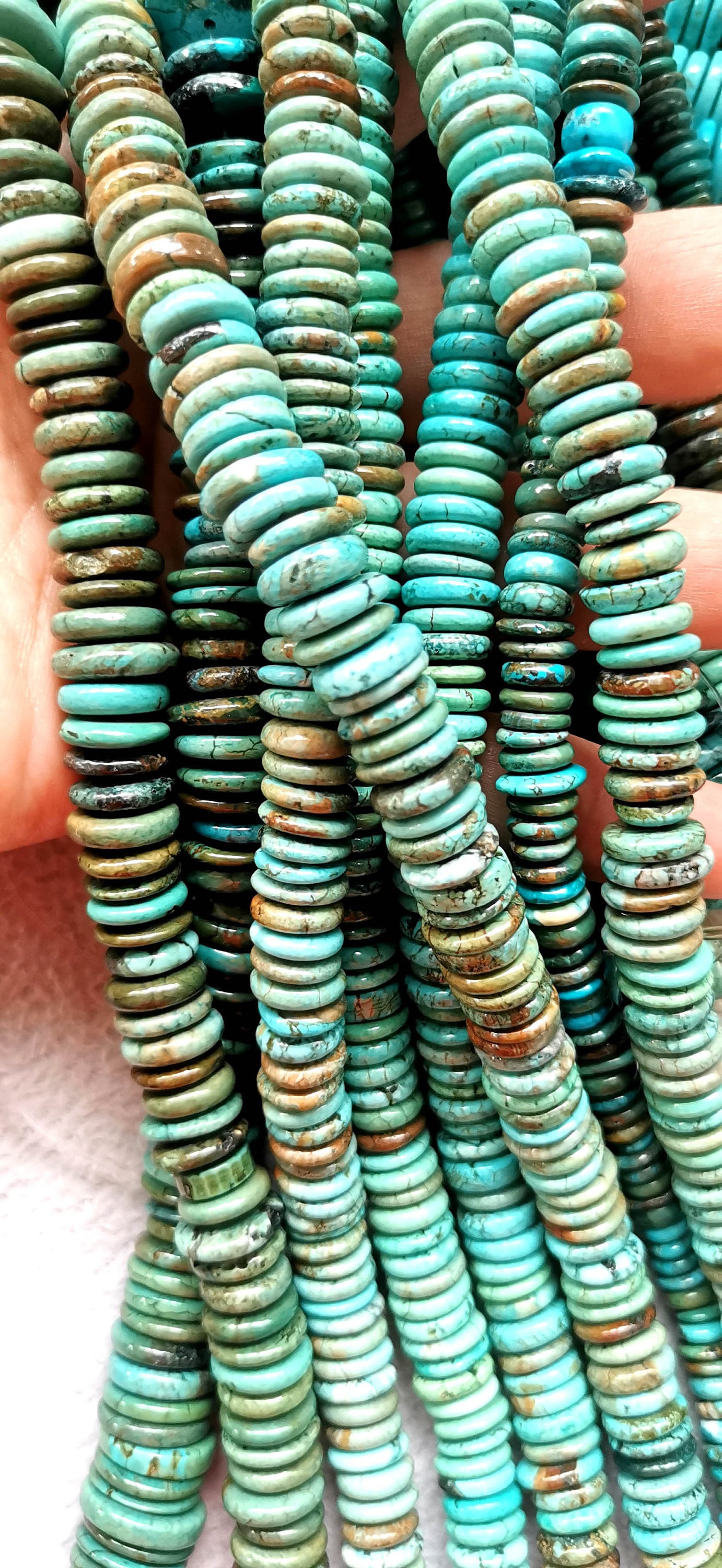 RARE Number 8 Turquoise Heishi Beads 7mm (package of 12 beads)