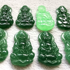 Top gebohrt --40mm (1,6&quot;) kanadische Jade Thai Buddha Schnitzerei - natürliche grüne Jade Schnitzerei, Jade Buddha Anhänger - Cabochon