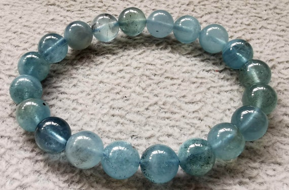 Crystal Aquamarine Bracelet Round Beads Healing Stones Women Jewelry G –  SydneyGems