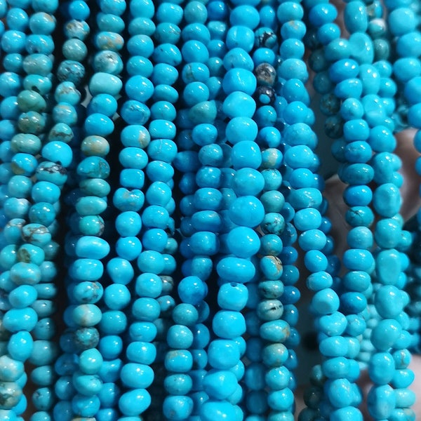 100pcs bleu royal Perles de graines turquoise4-6mm minuscule pépite freeform ovale fourniture, collier perles 16inch
