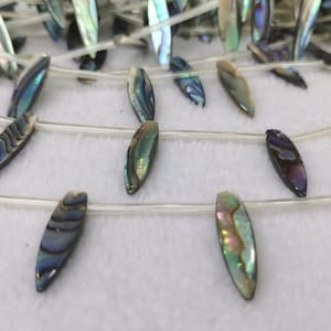 Orecchini focali shapr a base di gioielli Abalone Shell genuini orecchini focali perline 30x7mm, Paua Shell Love Distanziale Perline, Naturale Abalone Shell 16inch